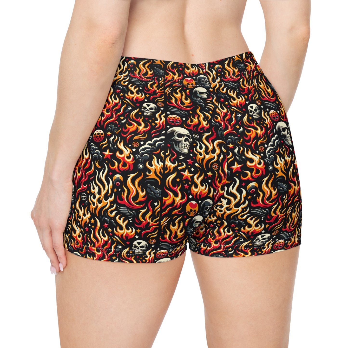 Flame Graphics Maximalist Streetwear Women's Shorts - 8404 Design-76