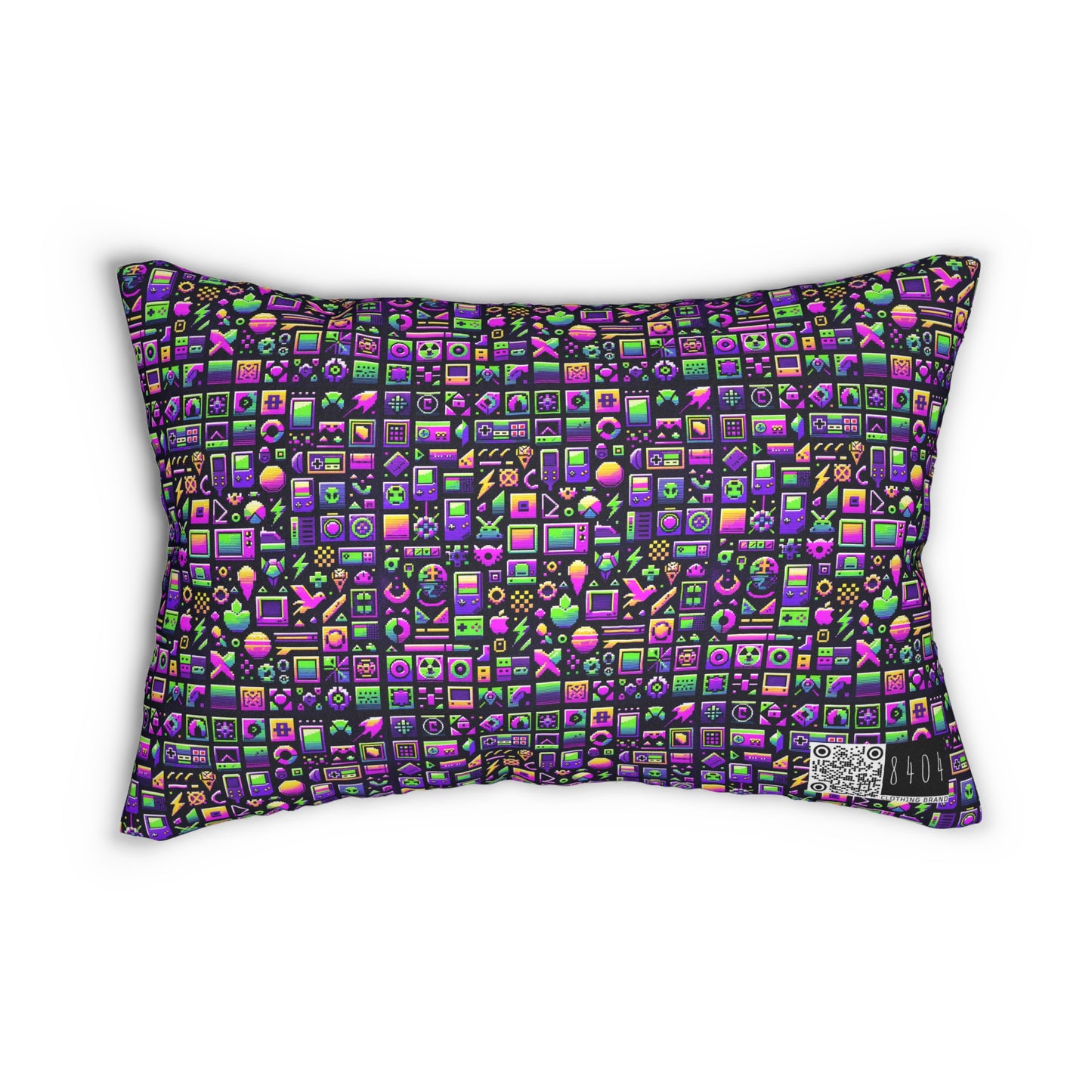 Digital Nostalgia Remix Modern Vintage Fusion Spun Polyester Lumbar Pillow - 8404 Design-49 B