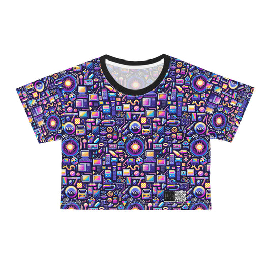Digital Nostalgia Modern Retro Fusion Crop Tee - 8404 Design-64