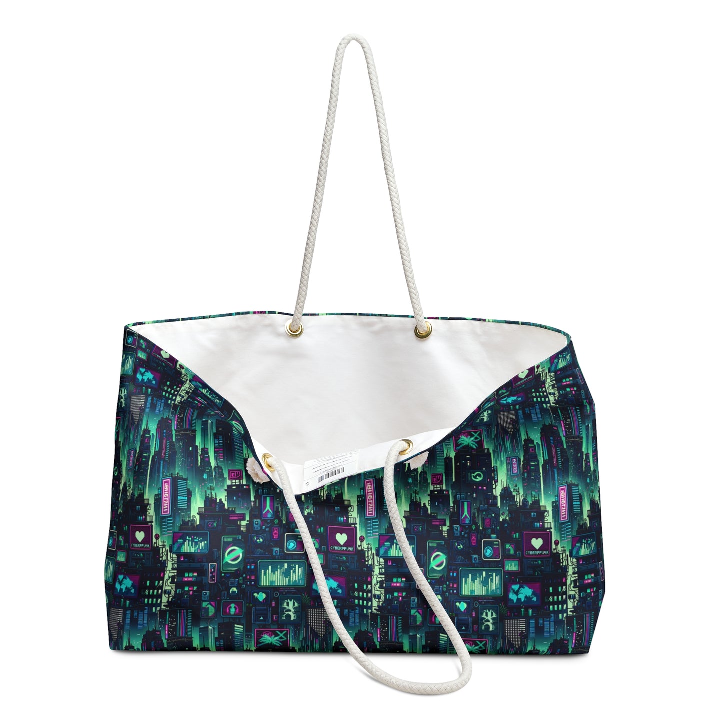 Tech Noir Graphics Futuristic Cyberpunk Weekender Bag - 8404 Design-52