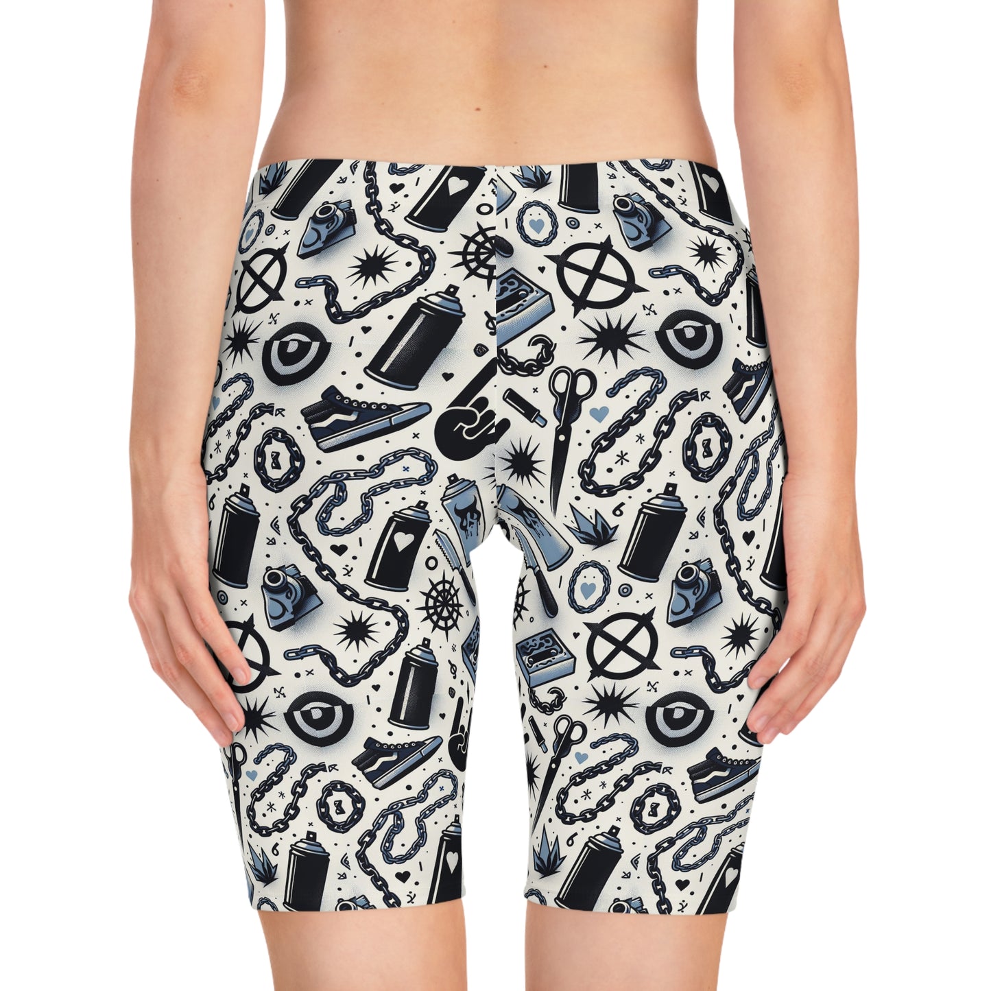 Cultural Rebellion Graphics Edgy and Rebellious With a Hint of Nostalgia Women's Bike Shorts - 8404 Design-57