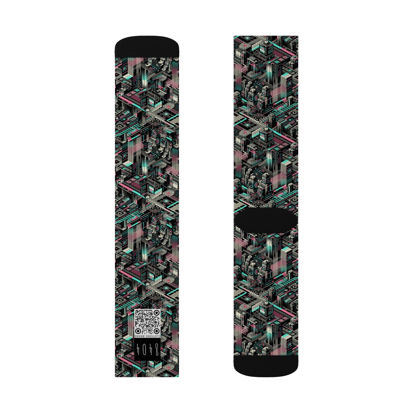 Digital Dreamland Tech-Inspired Streetwear Sublimation Socks - 8404 Design-51