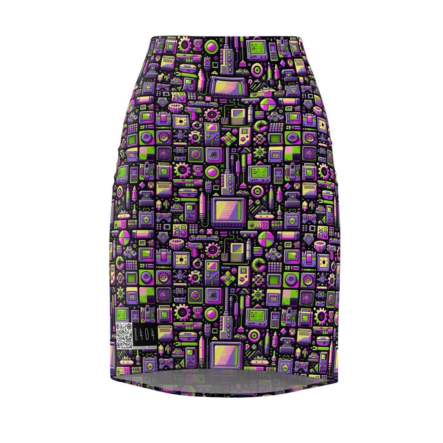 Digital Nostalgia Remix Modern Vintage Fusion Women's Pencil Skirt - 8404 Design-67