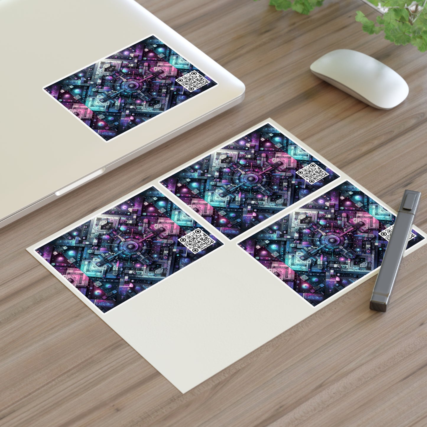 Galactic Hues Tech-Forward Cosmic Fusion Sticker Sheets - 8404 Design-54