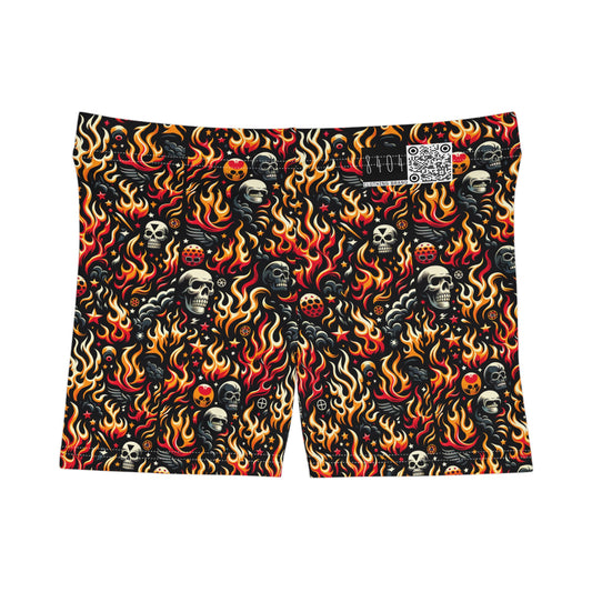 Flame Graphics Maximalist Streetwear Women's Shorts - 8404 Design-76