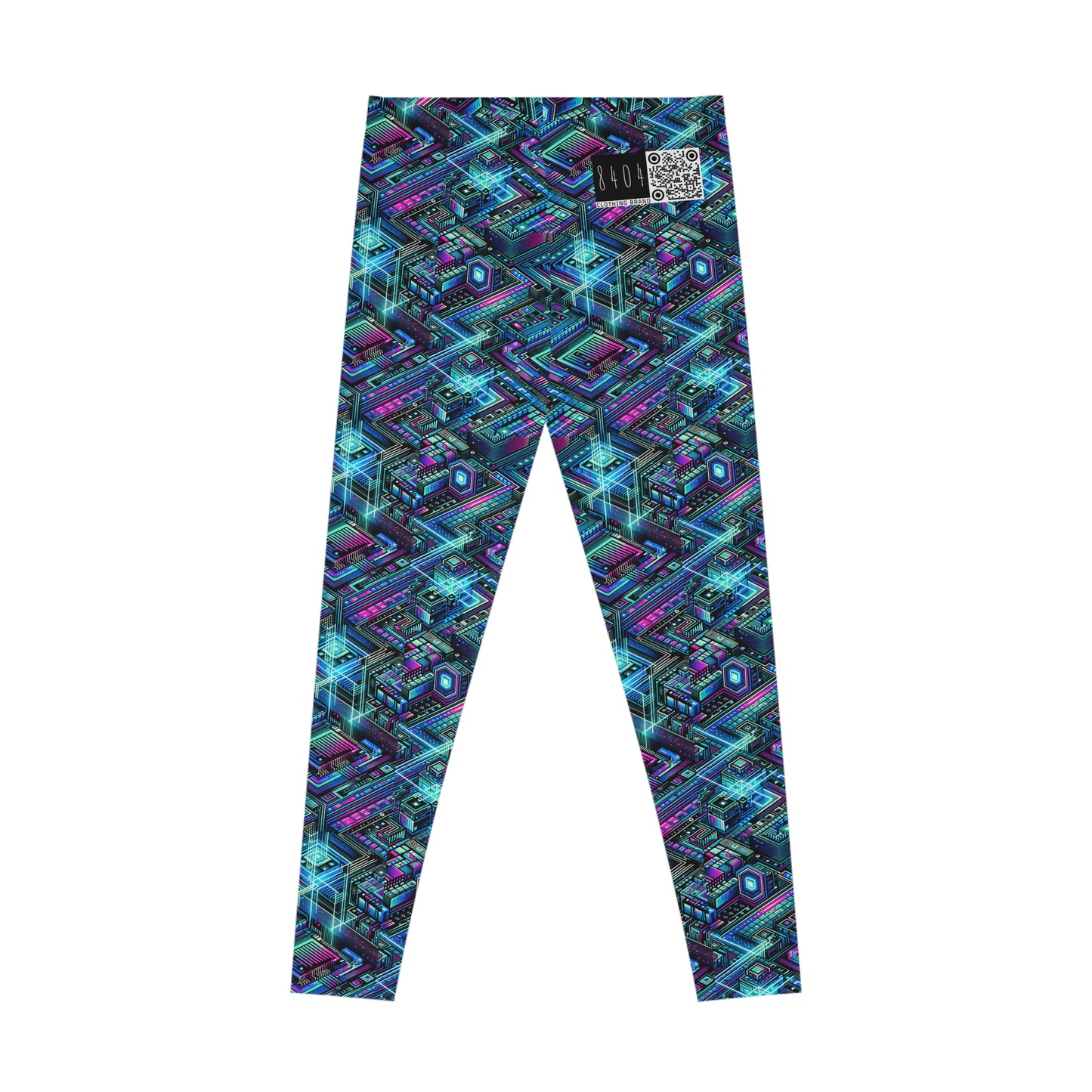 Digital Dreamland Futuristic Tech Aesthetic Stretch Leggings - 8404 Design-42