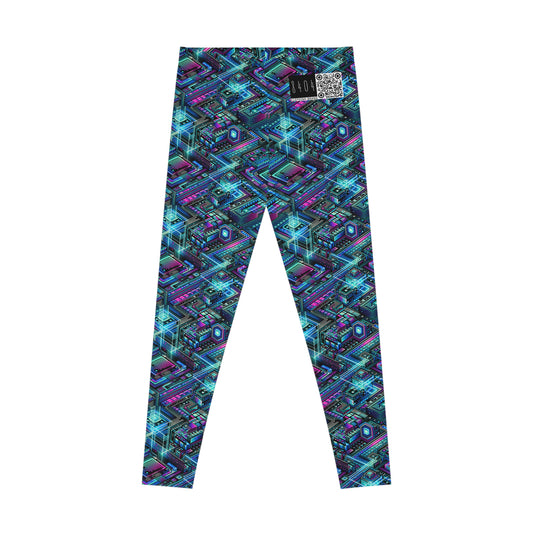 Digital Dreamland Futuristic Tech Aesthetic Stretch Leggings - 8404 Design-42