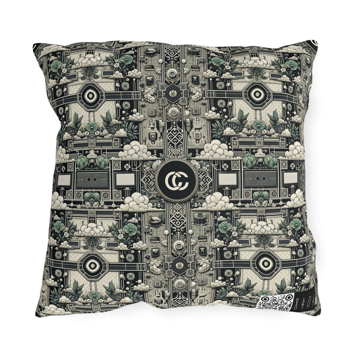 Cyber Garden Party Tech Garden Extravaganza Outdoor Pillow - 8404 Design-54