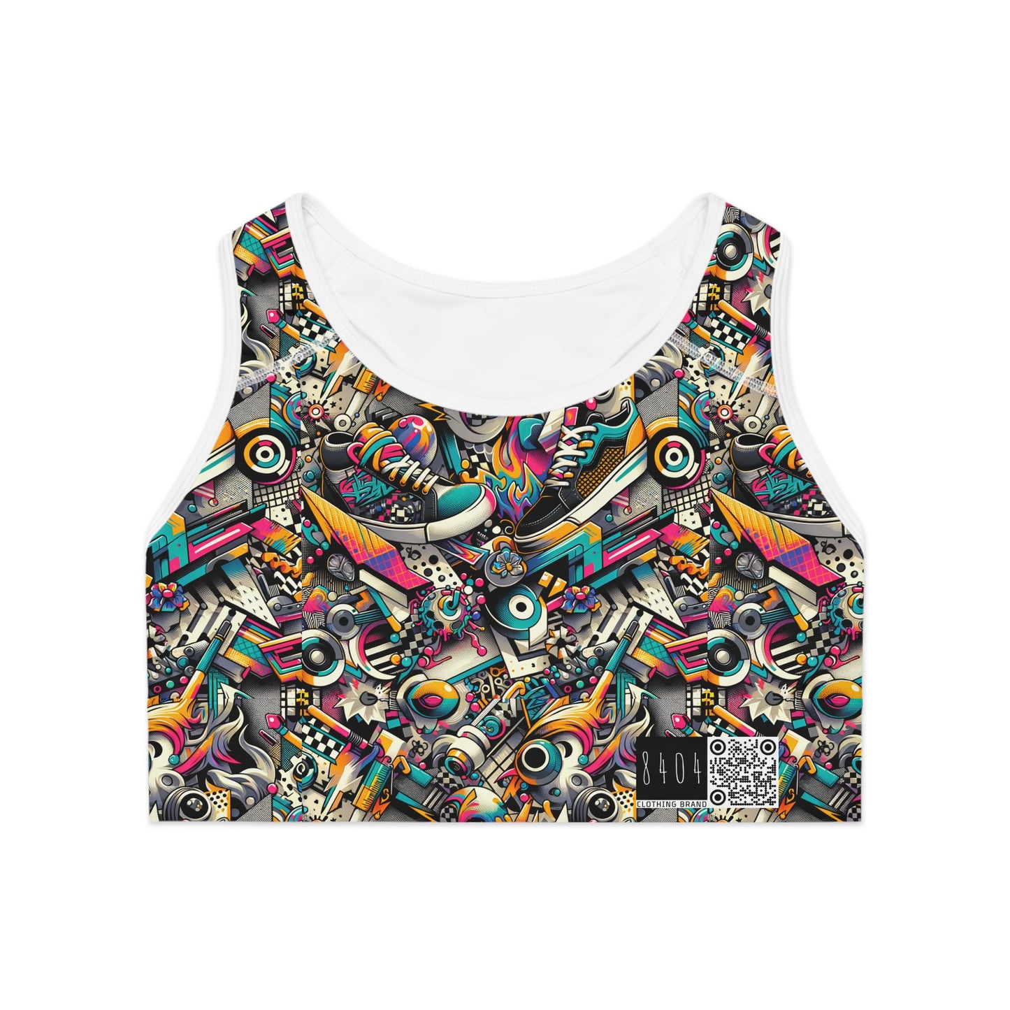 Urban Graffiti Fusion Eclectic Street Art Meets Modern Tech Culture Sports Bra - 8404 Design-55