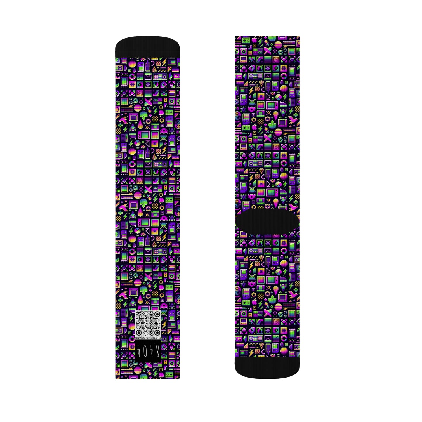 Digital Nostalgia Remix Modern Vintage Fusion Sublimation Socks - 8404 Design-49