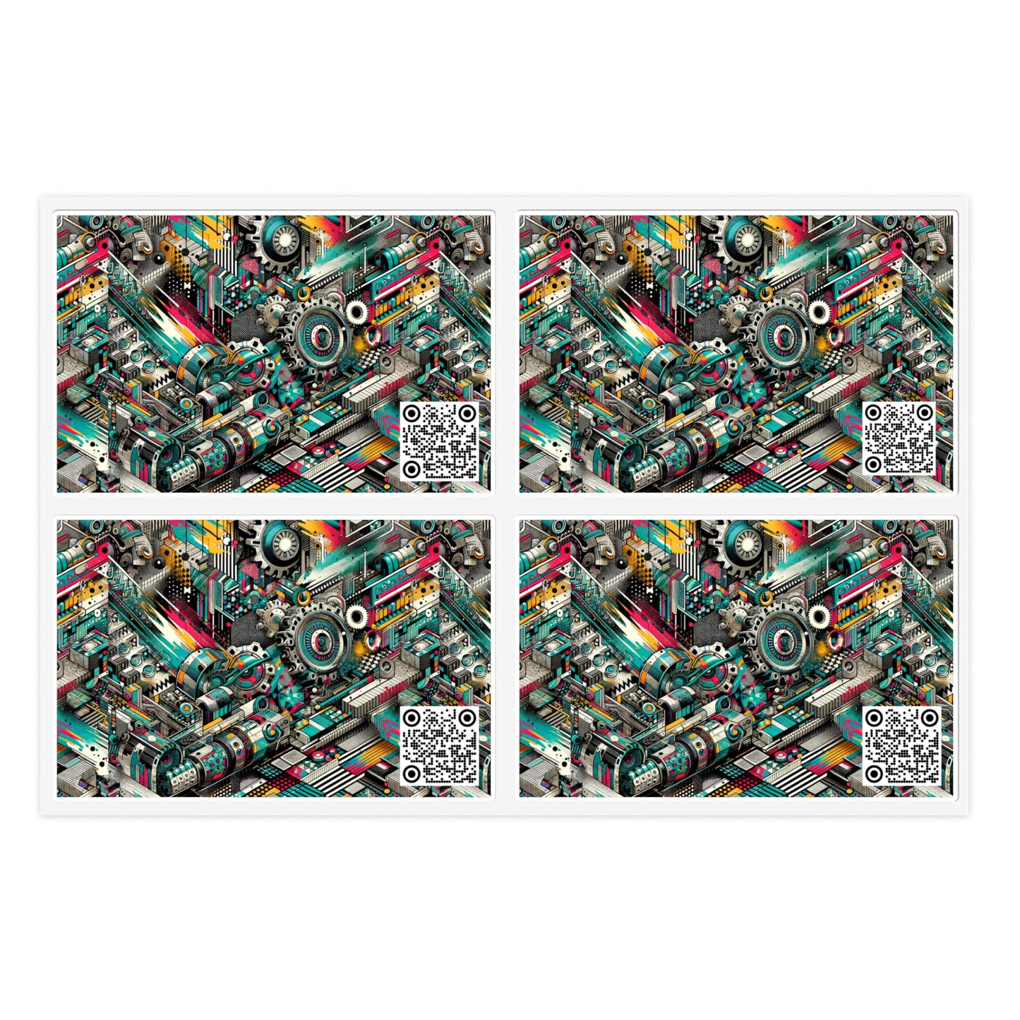 Urban Graffiti Fusion Eclectic Street Art Meets Modern Tech Culture Sticker Sheets - 8404 Design-51