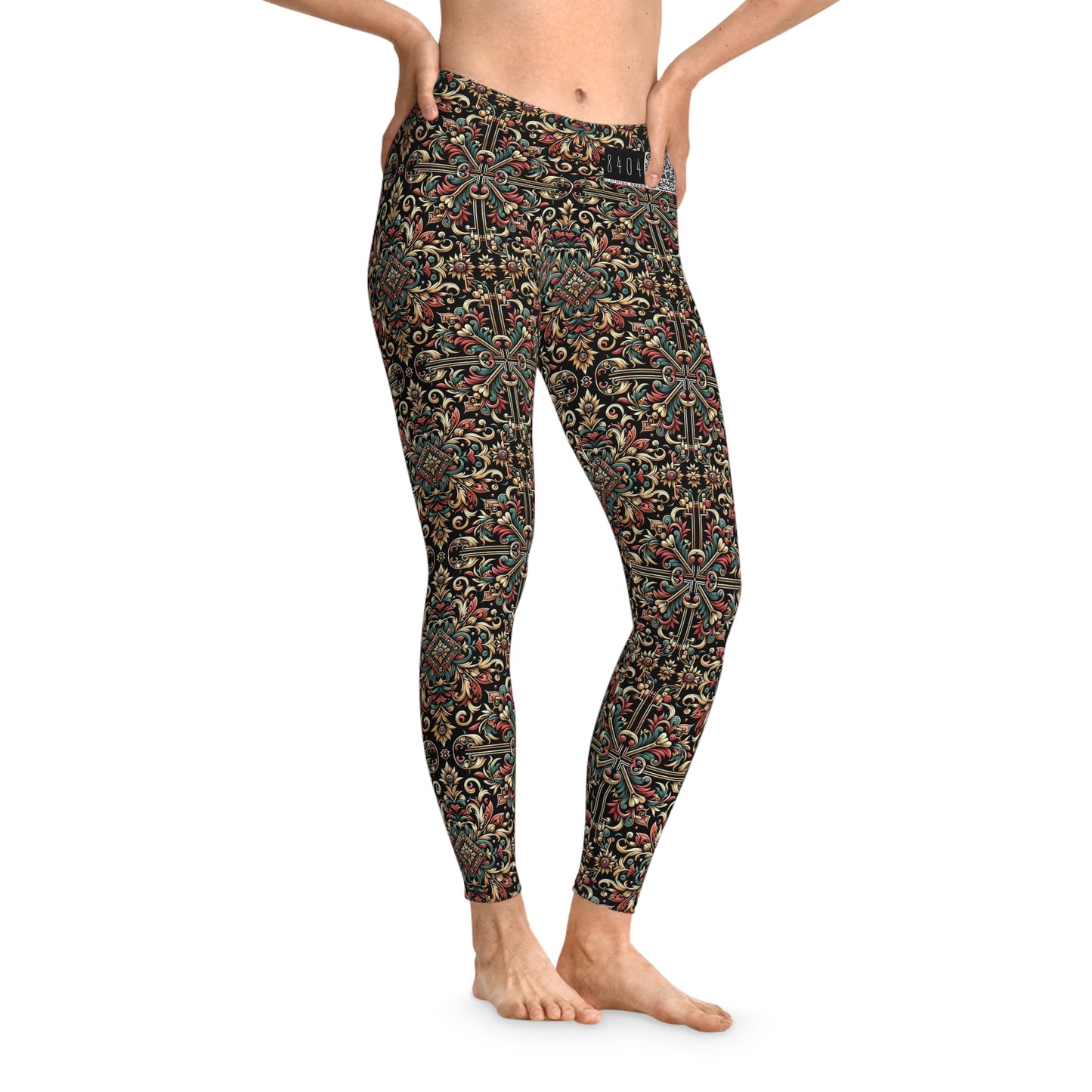 Streetwear Renaissance Artistic Clash of Old and New Stretch Leggings - 8404 Design-46