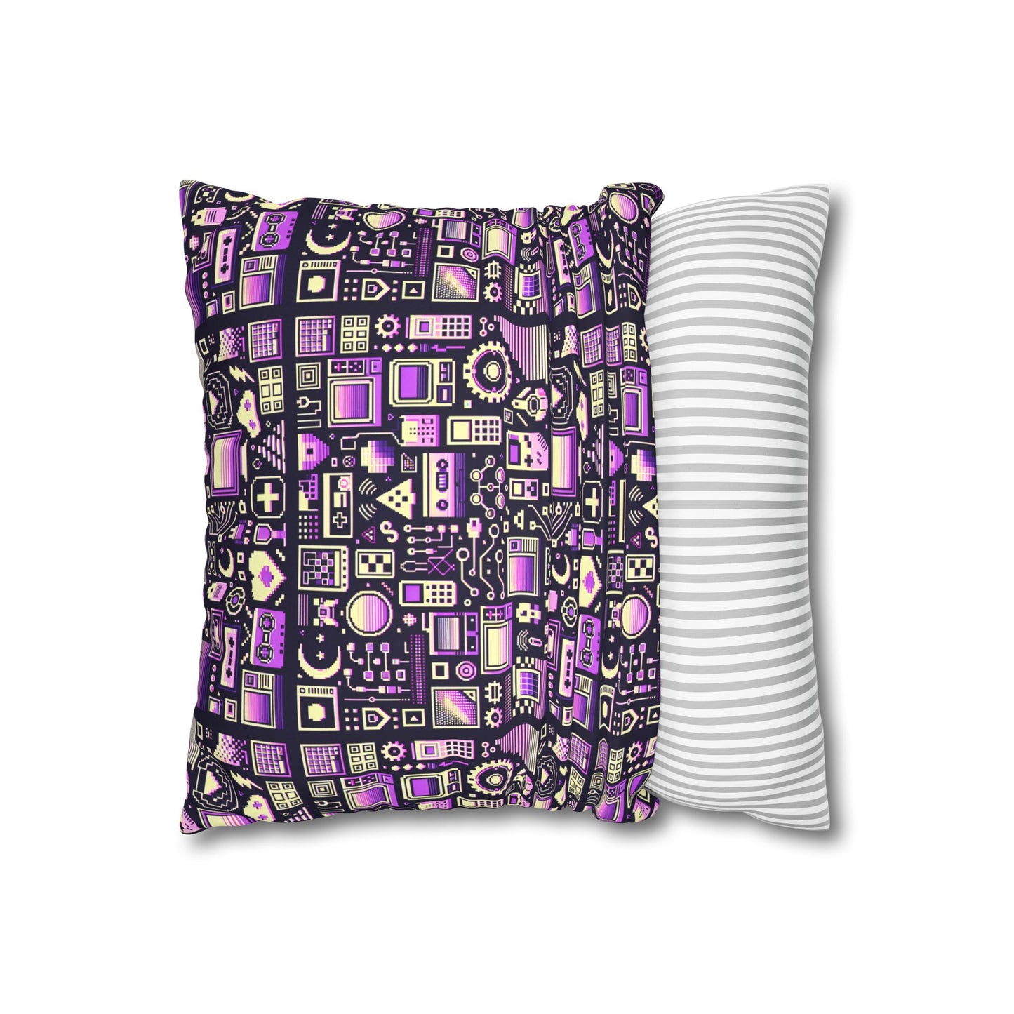 Digital Nostalgia Remix Modern Vintage Fusion Faux Suede Square Pillowcase - 8404 Design-54