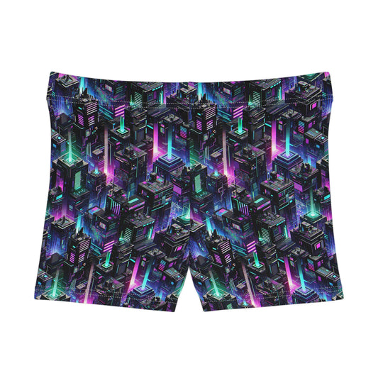 Tech Noir Graphics Futuristic Tech Aesthetics Women's Shorts - 8404 Design-55