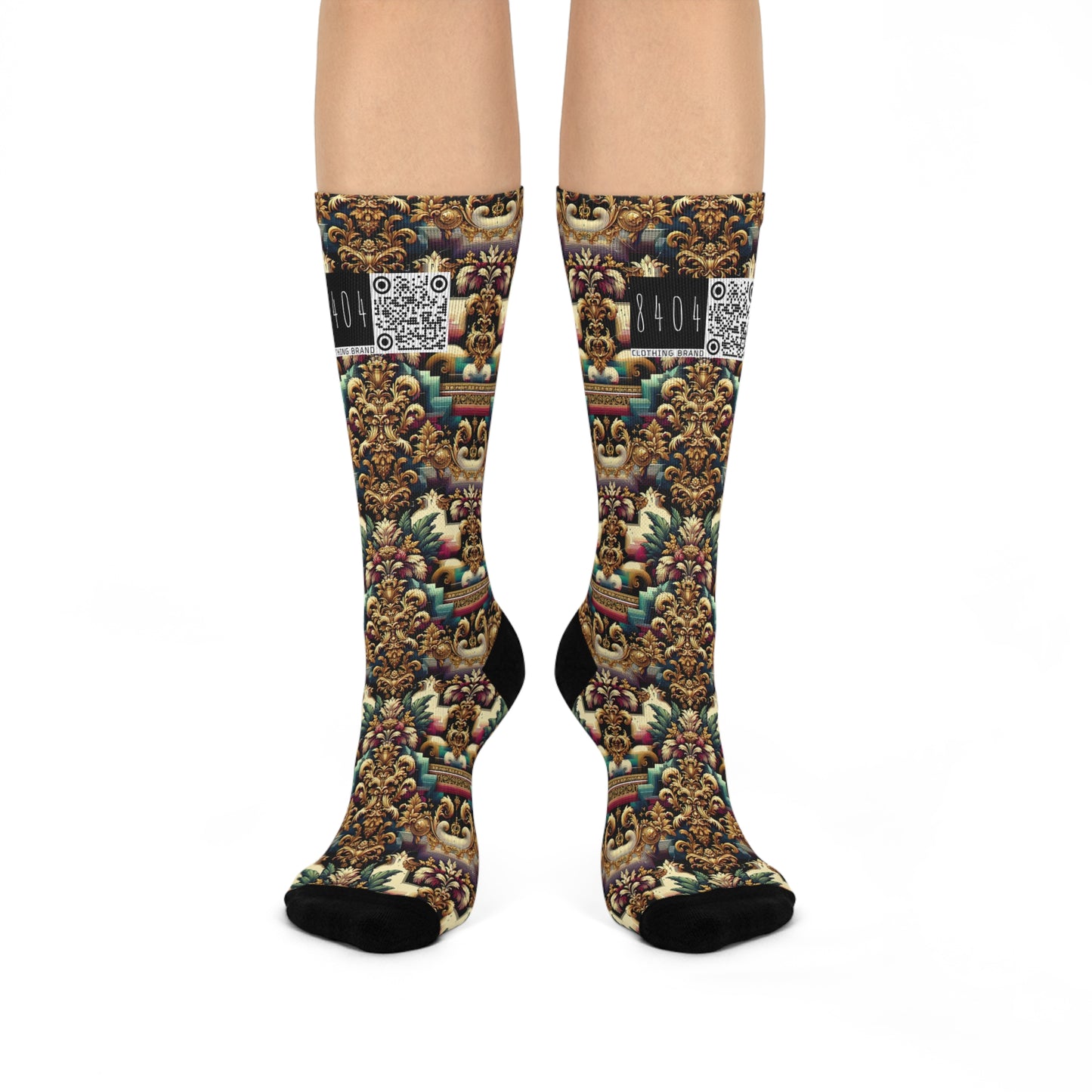 Digital Renaissance Modern Baroque Fusion Cushioned Crew Socks - 8404 Design-60