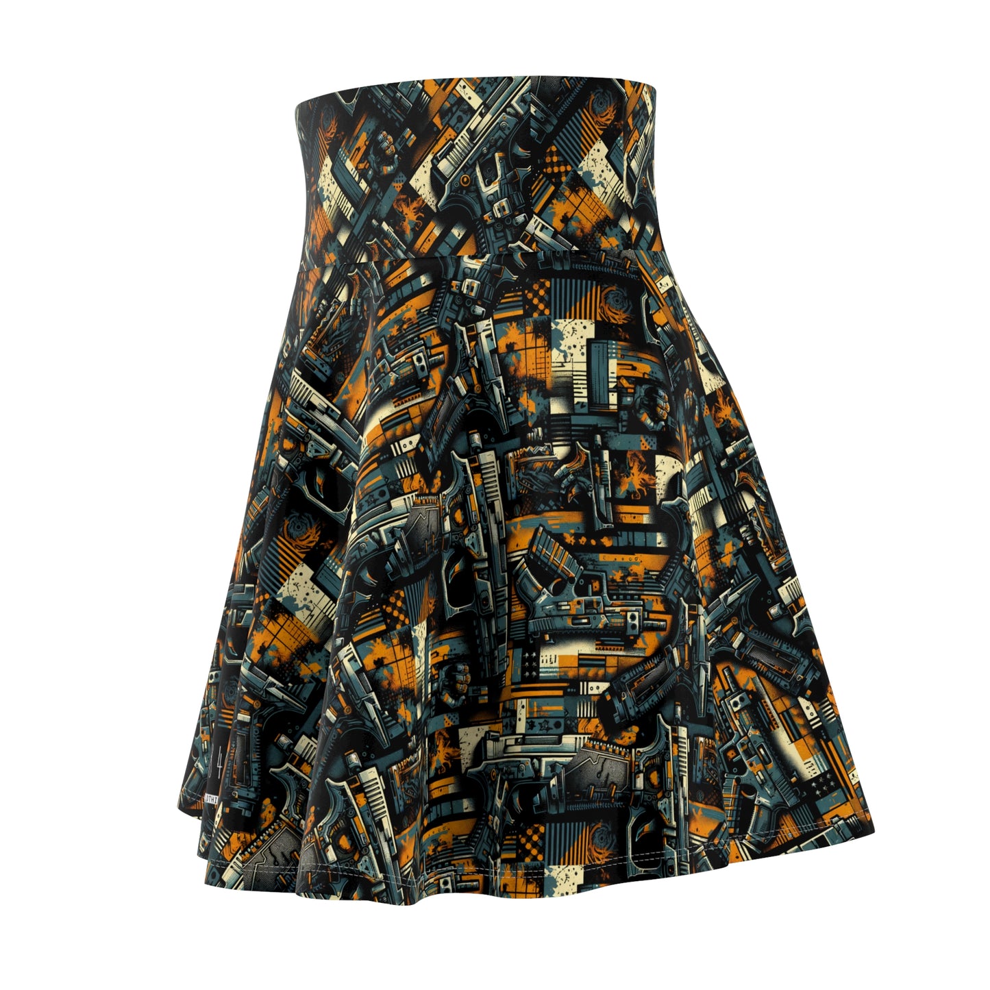 Digital Punk Futuristic Grunge Women's Skater Skirt - 8404 Design-47