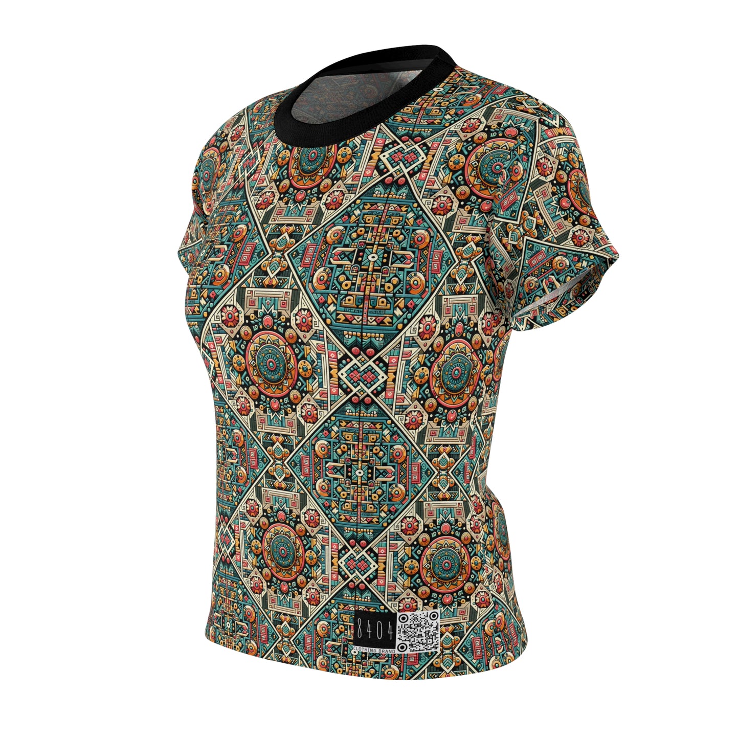 Cultural Fusion Tech Blend of Cultural Heritage With Tech-Inspired Elements Women's Cut & Sew Tee - 8404 Design-74