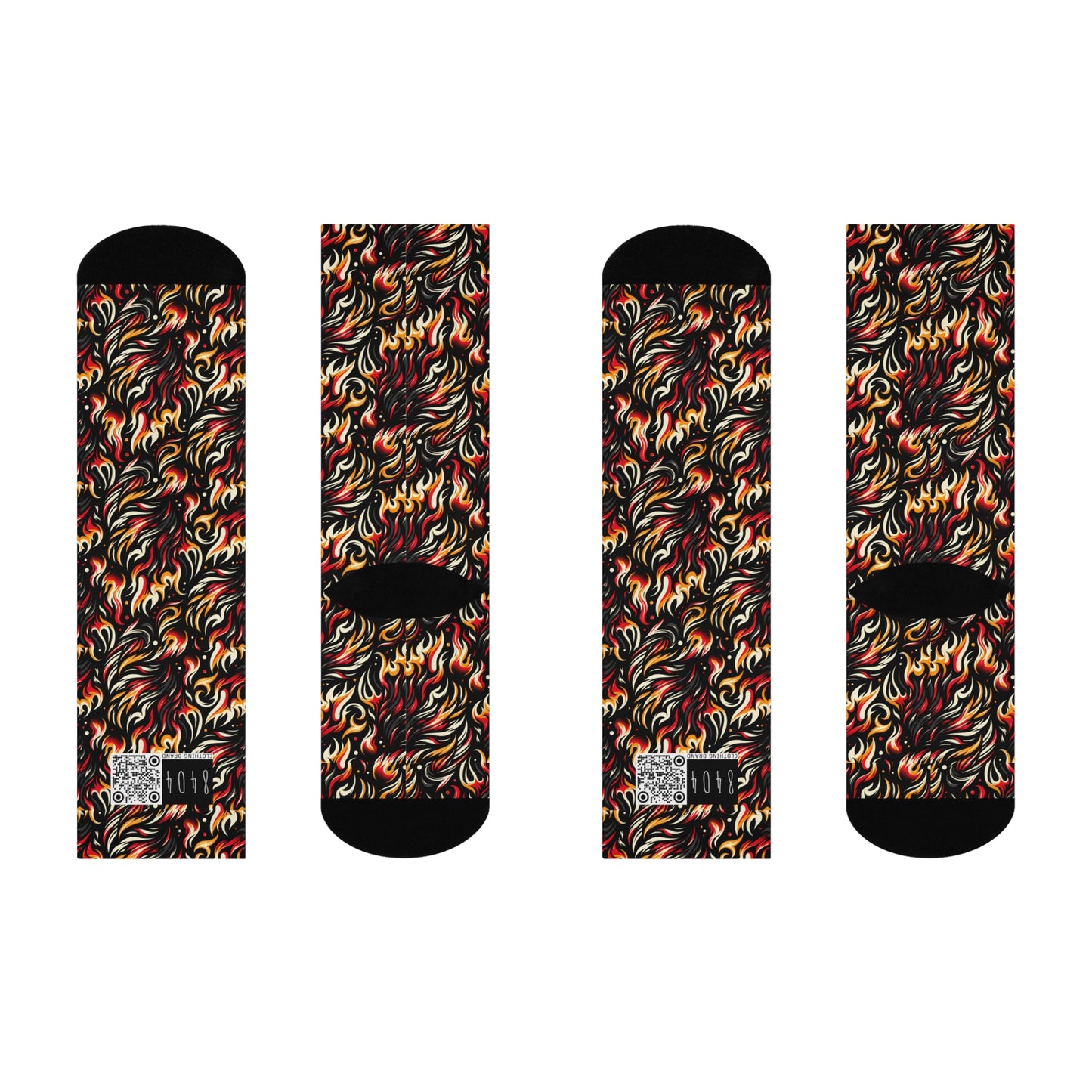 Fire & Flames Bold Streetwear Statement Cushioned Crew Socks - 8404 Design-60