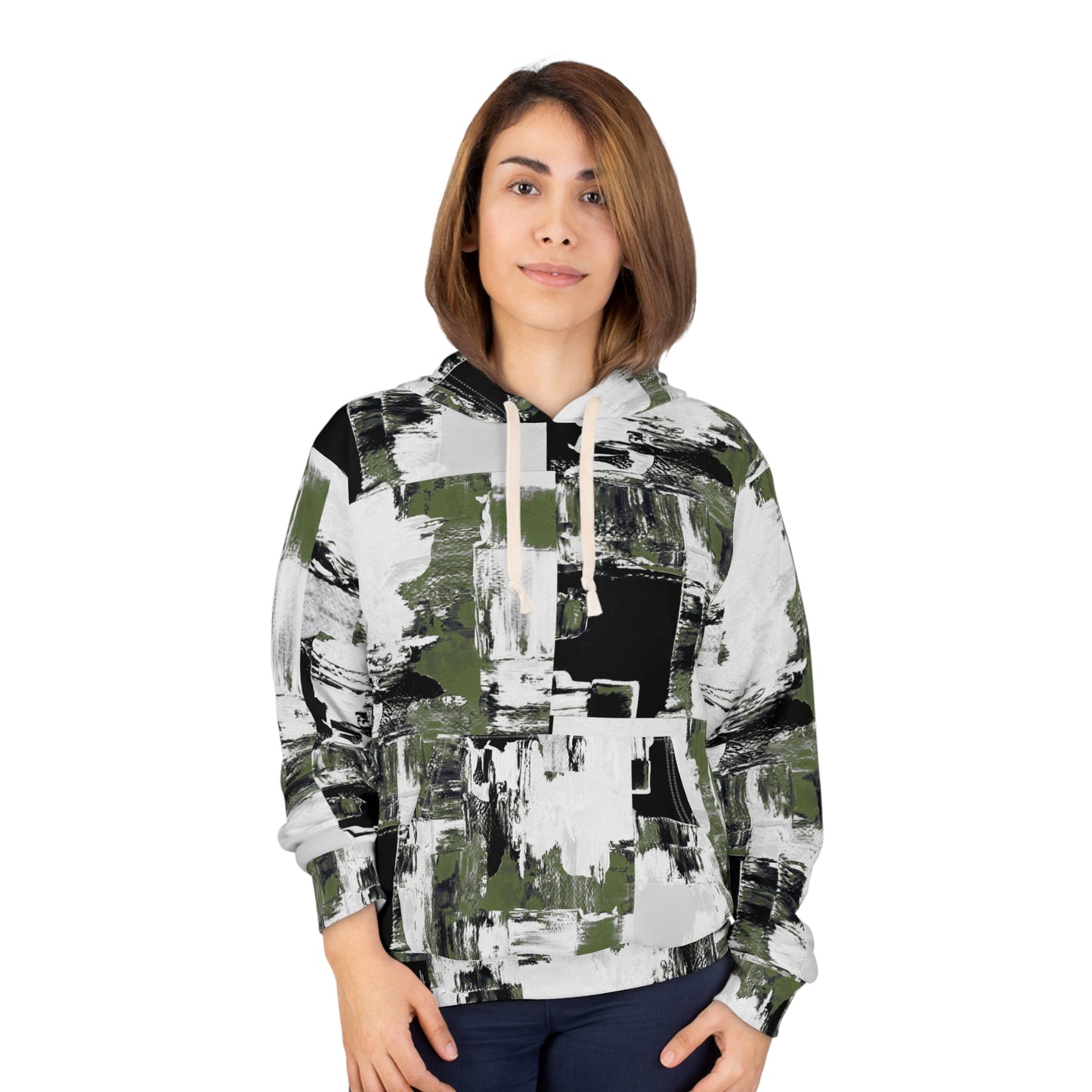 8404 Unisex Adult "green Camo Abstract" Fashion Pullover Hoodie