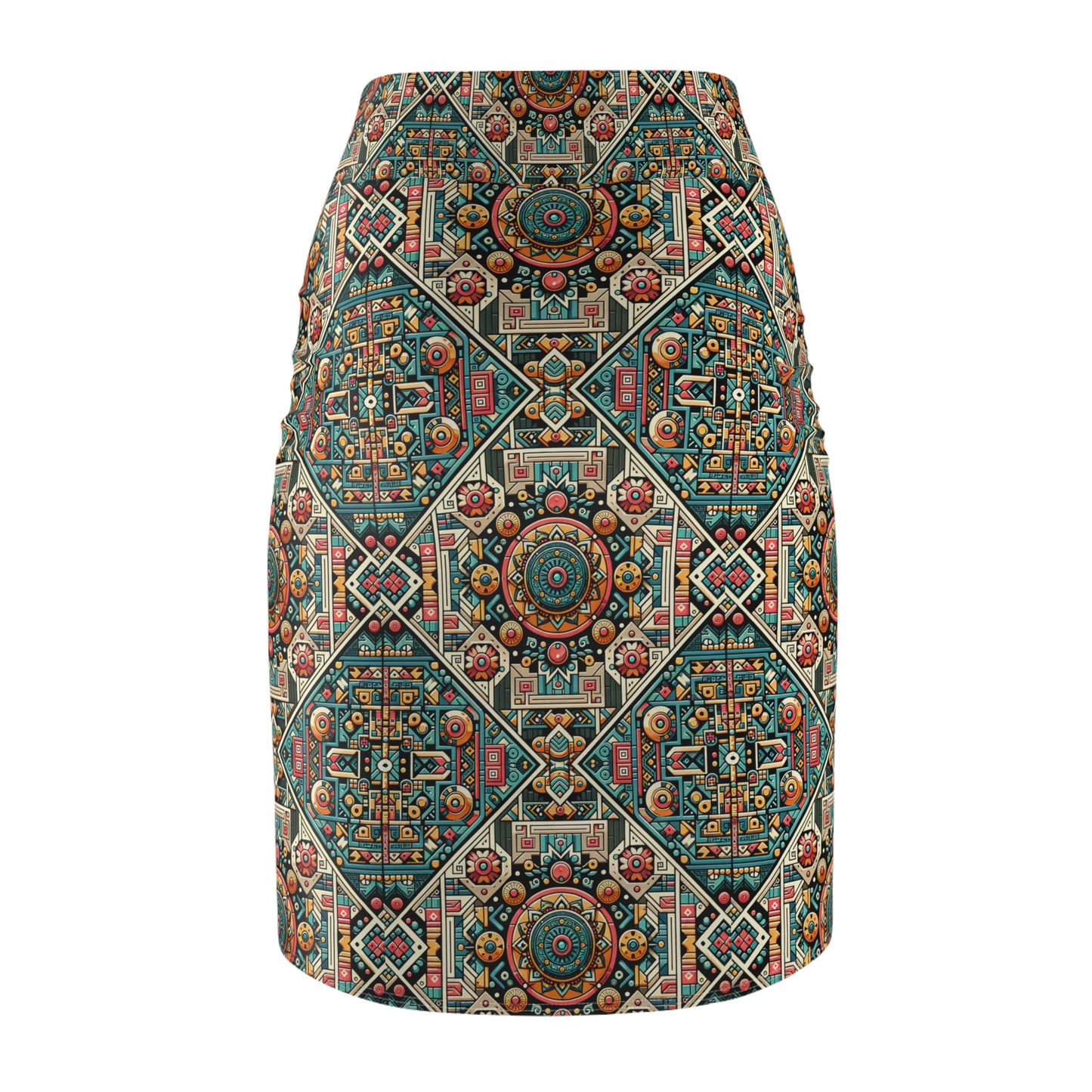 Cultural Fusion Tech Blend of Cultural Heritage With Tech-Inspired Elements Women's Pencil Skirt - 8404 Design-74