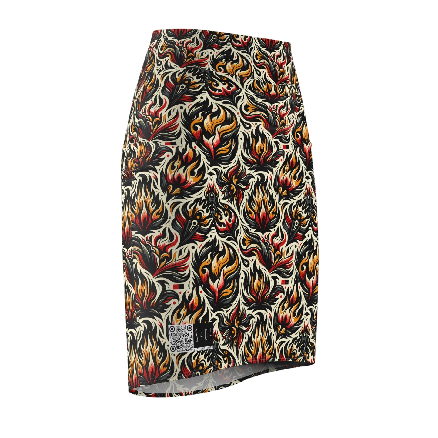 Fire & Flames Bold Streetwear Statement Women's Pencil Skirt - 8404 Design-57