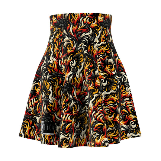 Fire & Flames Bold Streetwear Statement Women's Skater Skirt - 8404 Design-55