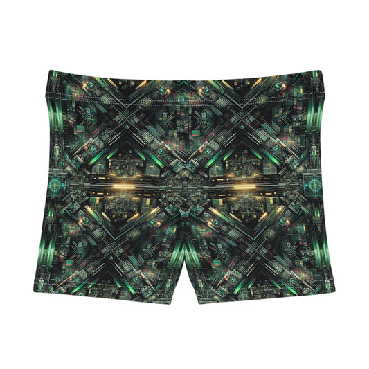 Tech Noir Graphics Tech-Inspired Streetwear Women's Shorts - 8404 Design-56