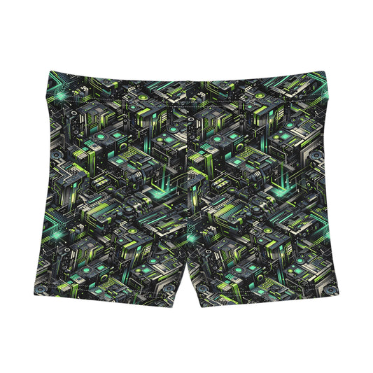 Tech-Infused Graphics Tech-Forward Streetwear Women's Shorts - 8404 Design-47
