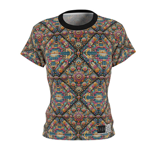 Cultural Fusion Tech Blend of Cultural Heritage With Tech-Inspired Elements Women's Cut & Sew Tee - 8404 Design-58