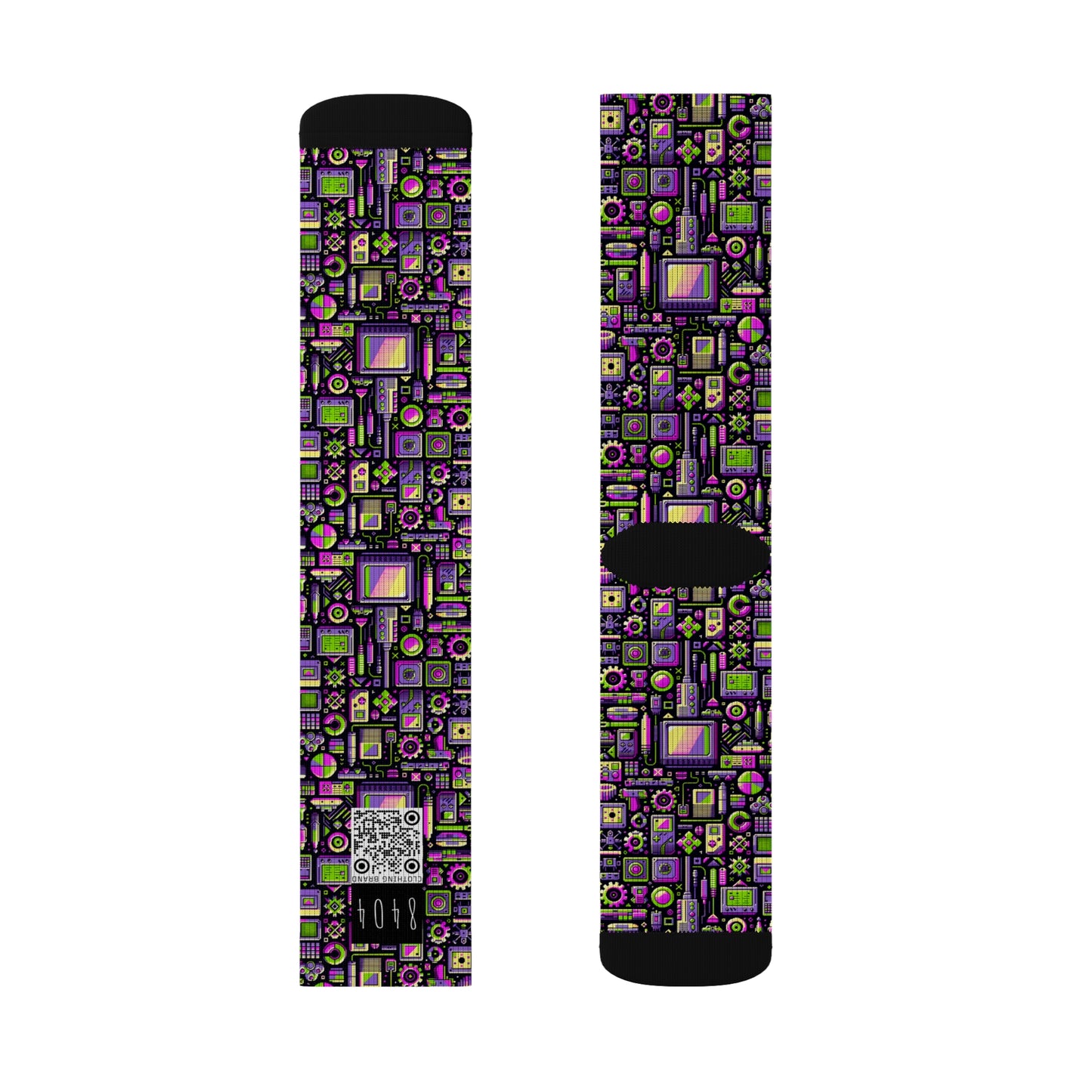 Digital Nostalgia Remix Modern Vintage Fusion Sublimation Socks - 8404 Design-67