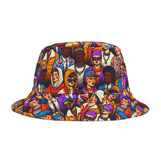Digital Retro Aesthetics Nostalgic Yet Vibrant Streetwear With a Modern Twist Bucket Hat - 8404 Design-58