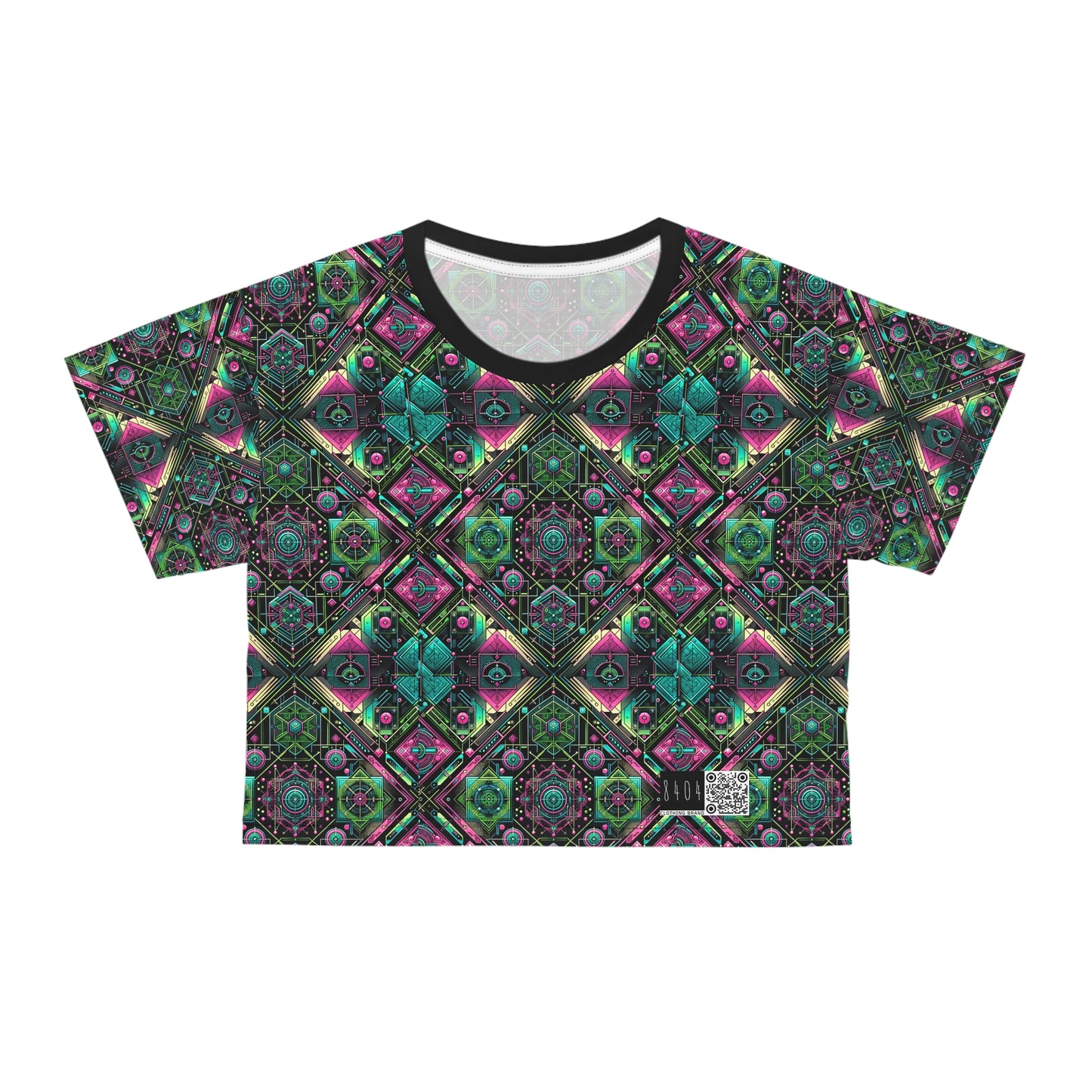 Tech-Infused Graphics Tech-Forward Streetwear Crop Tee - 8404 Design-45