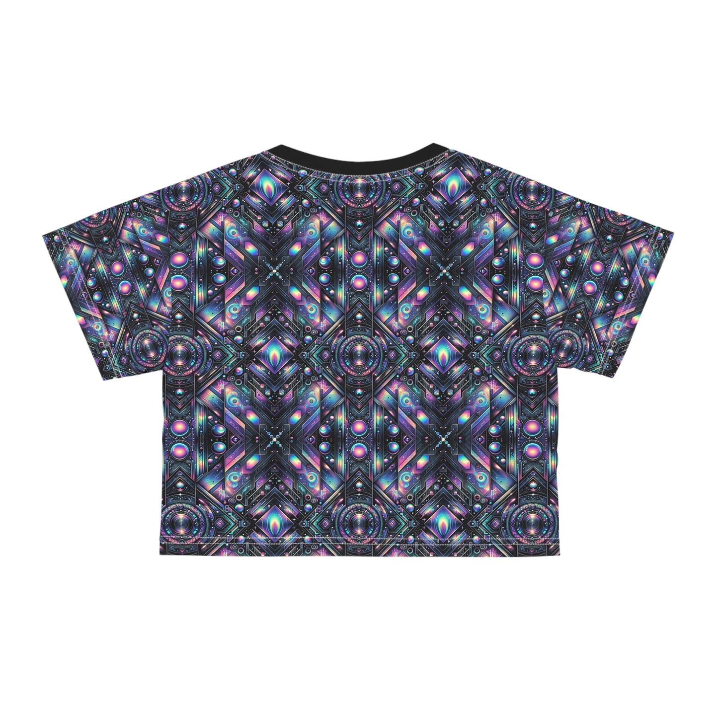 Galactic Hues Tech-Forward Cosmic Fusion Crop Tee - 8404 Design-58