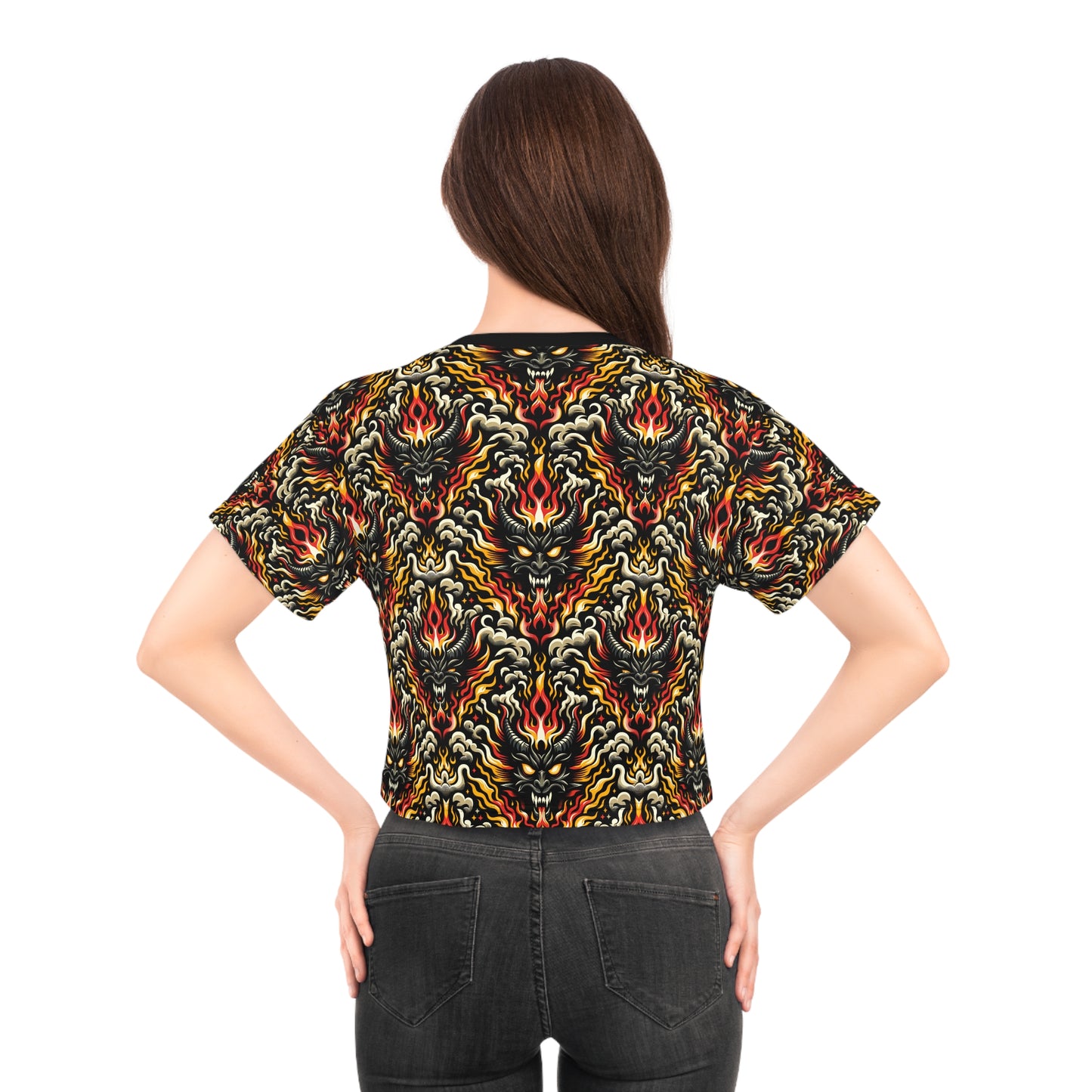 Flame Graphics Maximalist Streetwear Crop Tee - 8404 Design-59