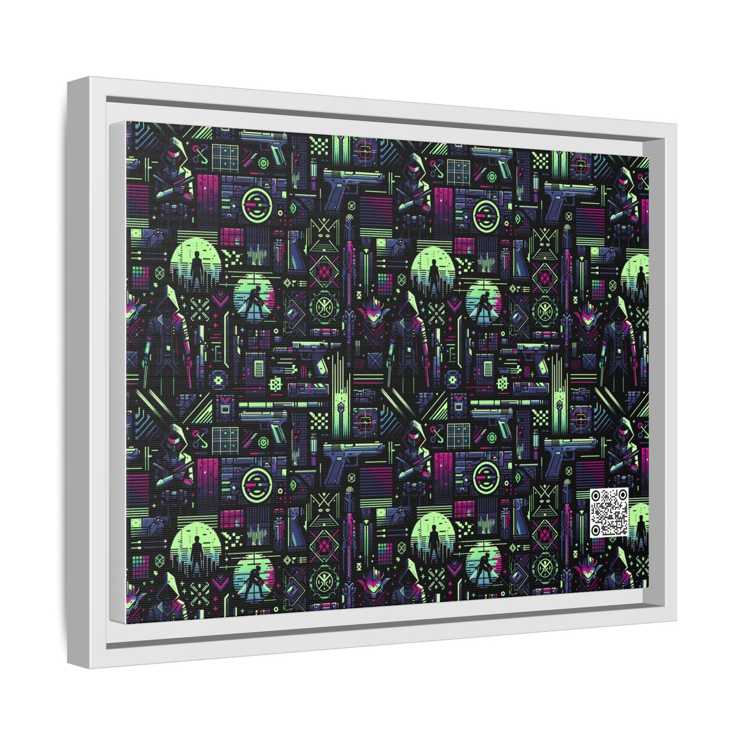 Tech Noir Futuristic Cyberpunk Matte Canvas, Framed (multi-Color) - 8404 Design-63 A