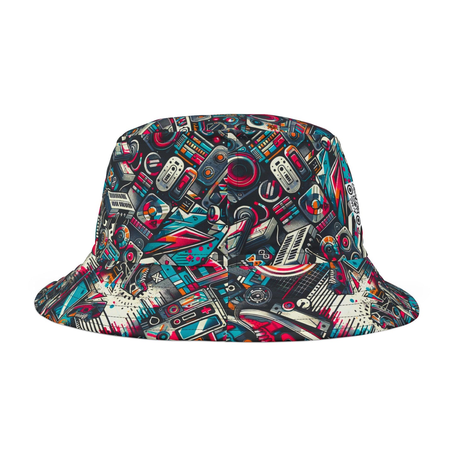 Urban Graffiti Fusion Eclectic Street Art Meets Modern Tech Culture Bucket Hat - 8404 Design-50