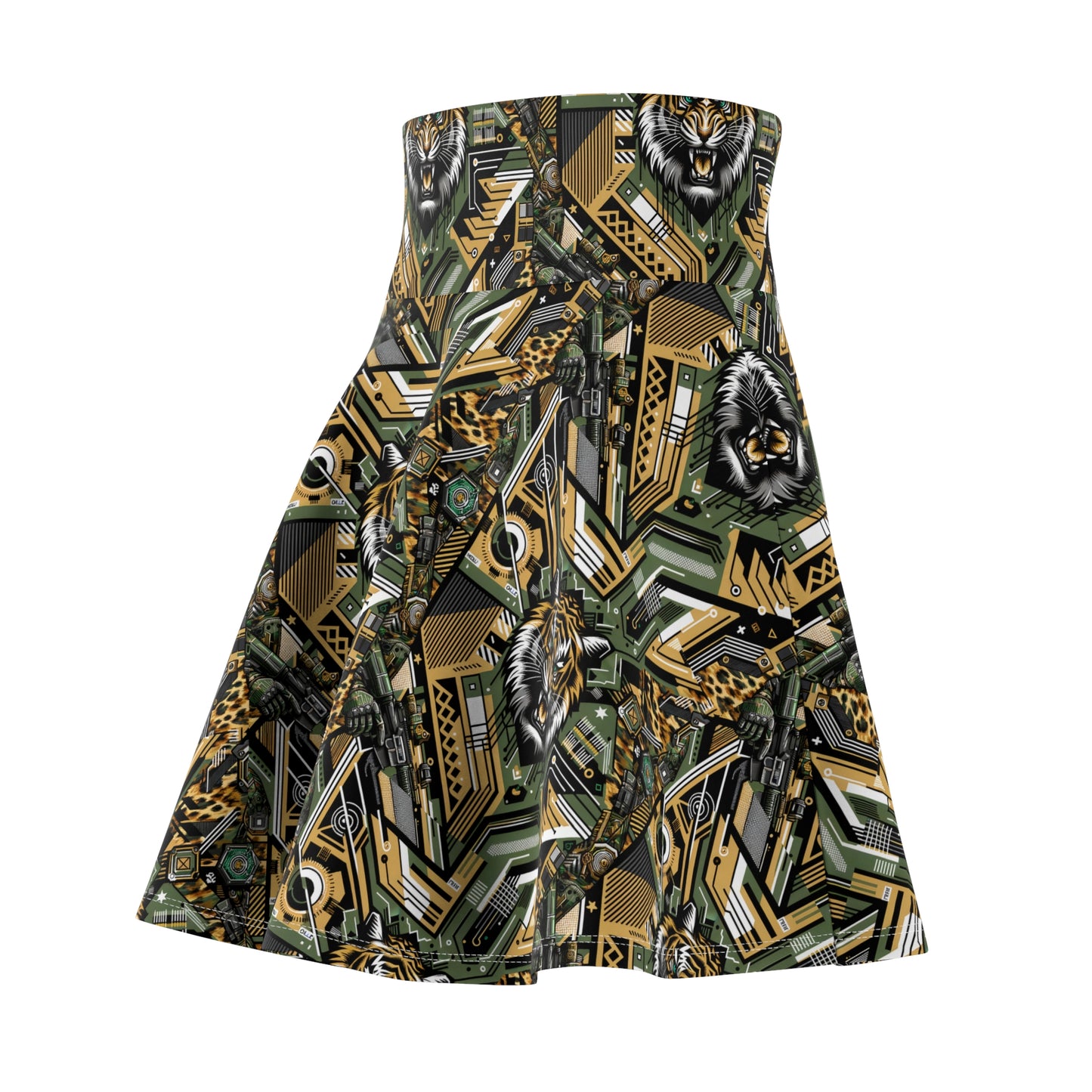 Neo-Camo Fusion Tech-Forward Streetwear Women's Skater Skirt - 8404 Design-58