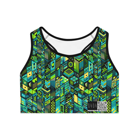 Tech-Infused Neon Tech-Forward Streetwear Sports Bra - 8404 Design-61