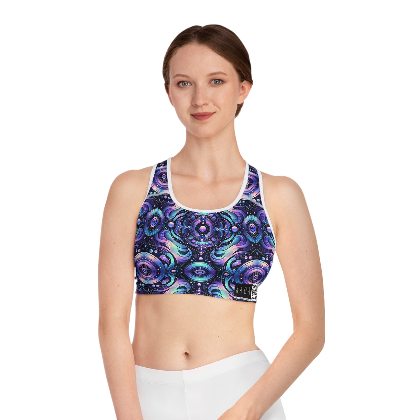 Iridescent Tech Fusion Tech-Forward Streetwear Sports Bra - 8404 Design-62