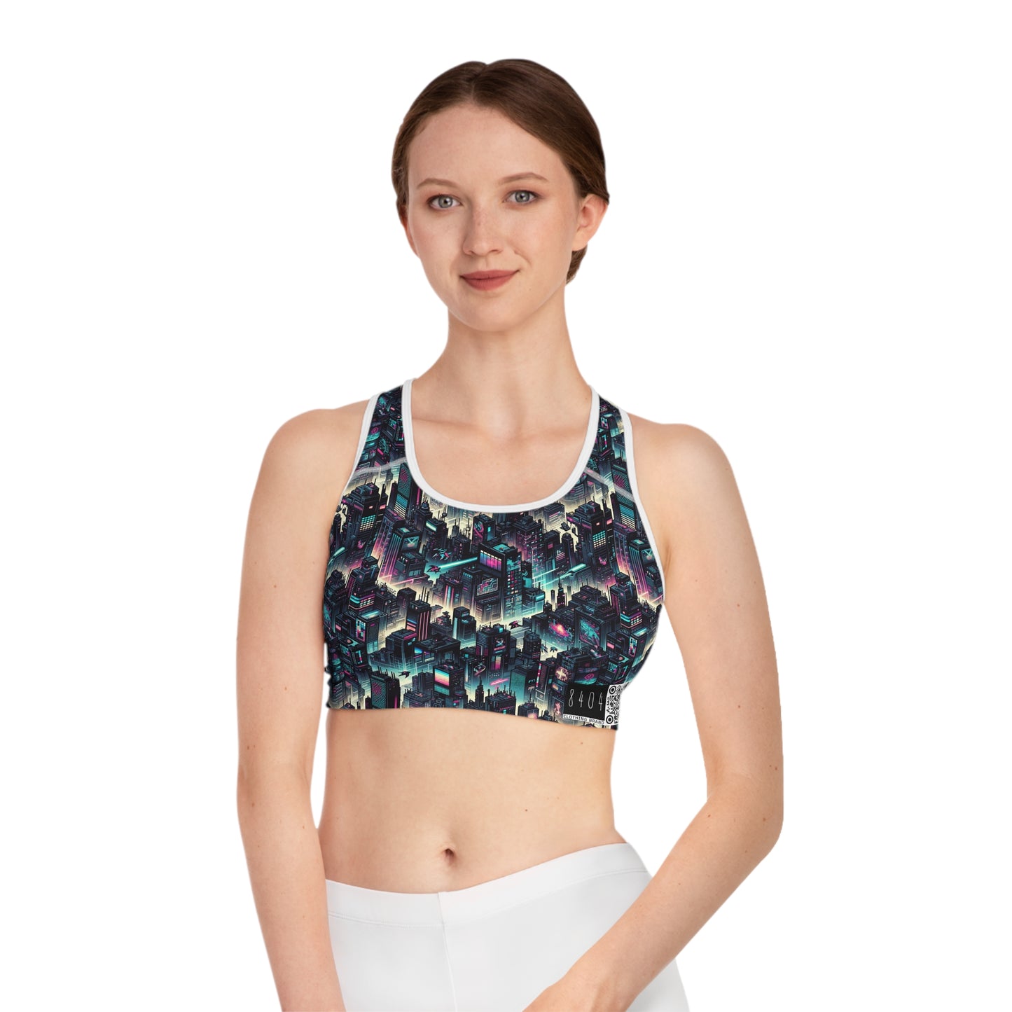 Digital Rebellion Tech-Inspired Streetwear Sports Bra - 8404 Design-51