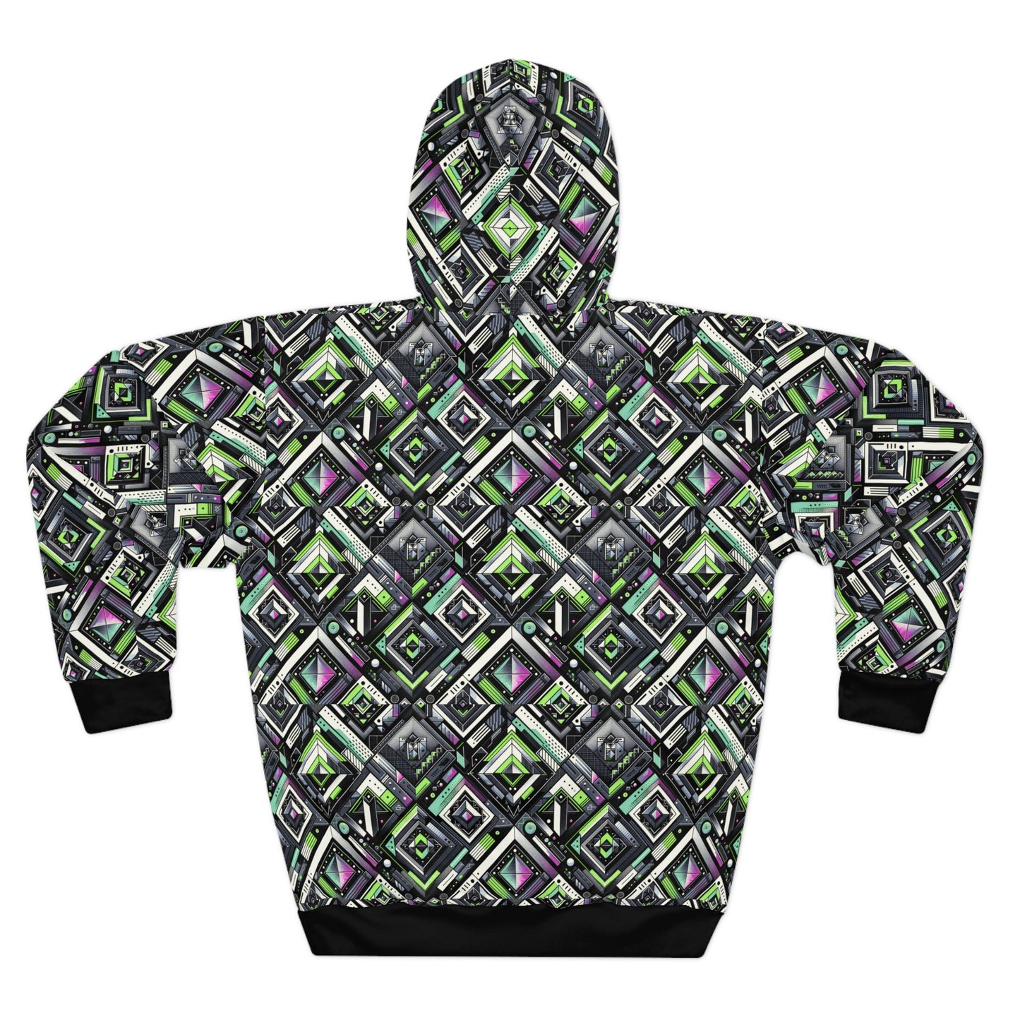 Retro Futurism Graphics Tech-Forward Streetwear Pullover Hoodie - 8404 Design-48