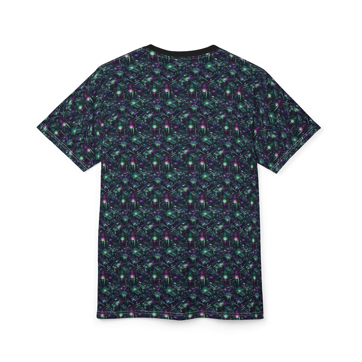 Tech Noir Aesthetics Tech-Forward Urban Dystopia Unisex Cut & Sew Tee - 8404 Design-43