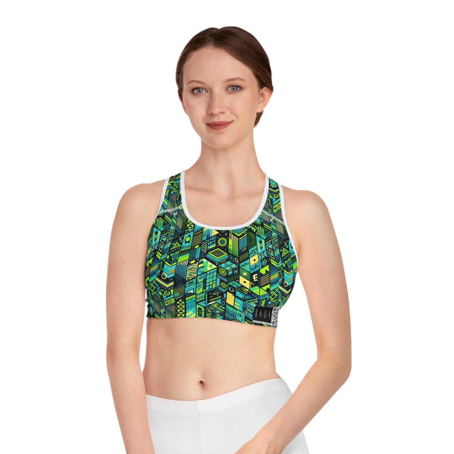 Tech-Infused Neon Tech-Forward Streetwear Sports Bra - 8404 Design-61
