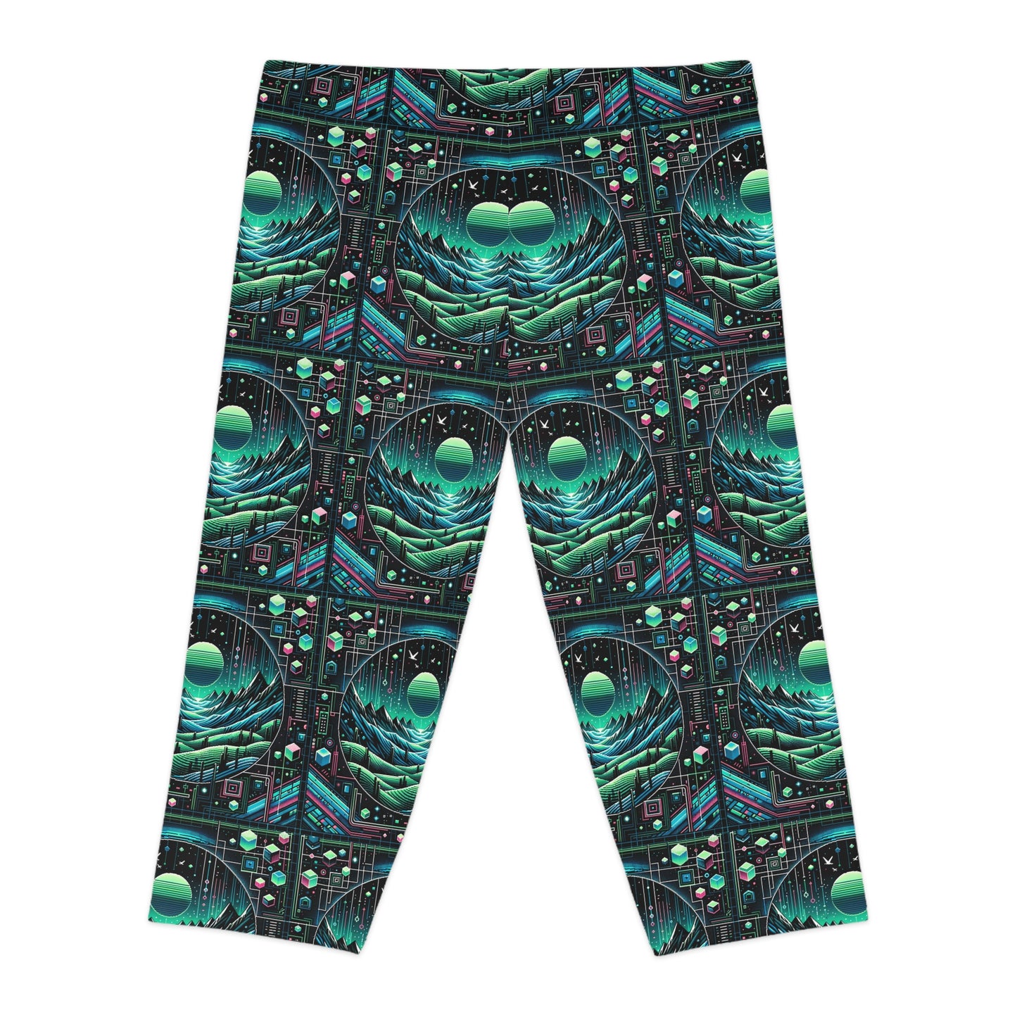 Digital Adventure Graphics Digital Explorer Women's Capri Leggings - 8404 Design-59