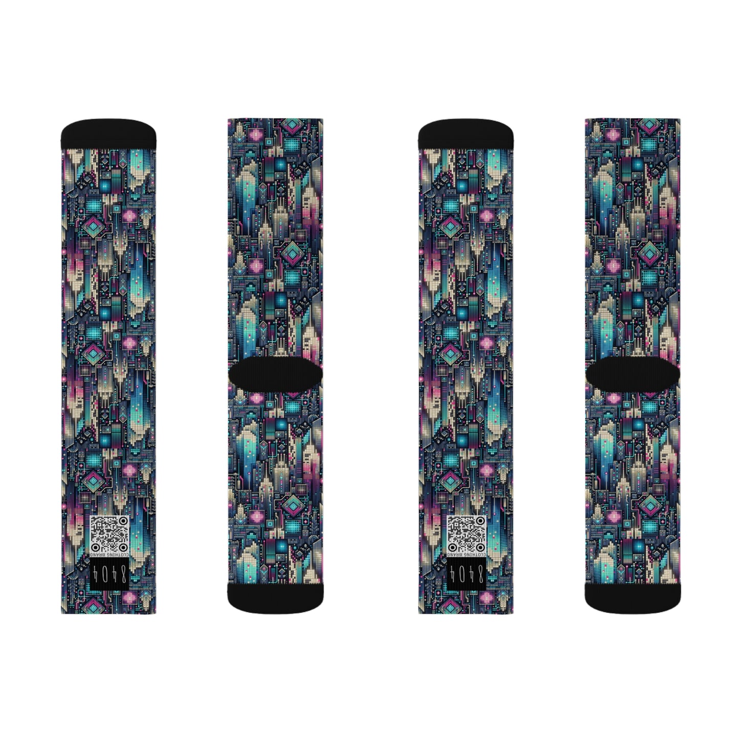 Digital Renaissance Tech-Forward Maximalism Sublimation Socks - 8404 Design-56