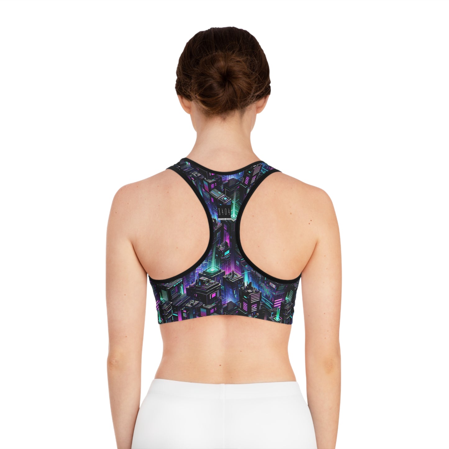 Tech Noir Graphics Futuristic Tech Aesthetics Sports Bra - 8404 Design-55