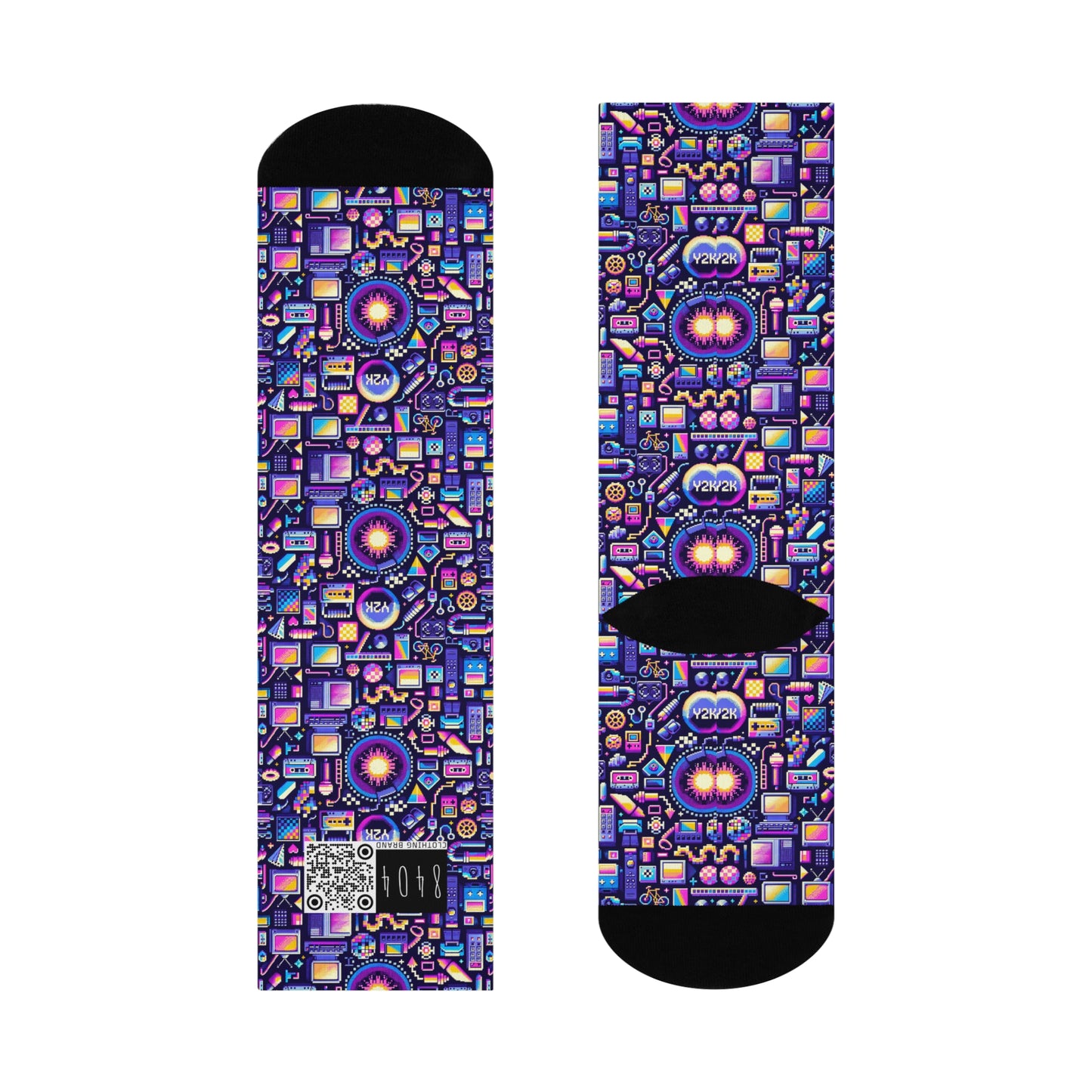Digital Nostalgia Modern Retro Fusion Cushioned Crew Socks - 8404 Design-64