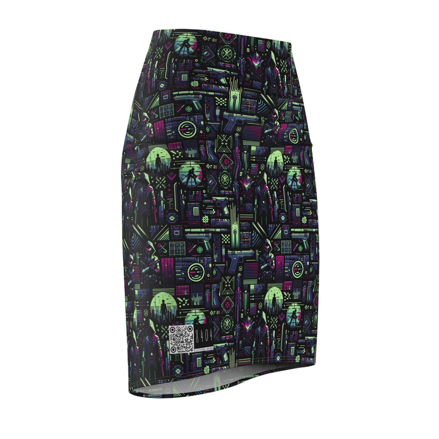 Tech Noir Futuristic Cyberpunk Women's Pencil Skirt - 8404 Design-63