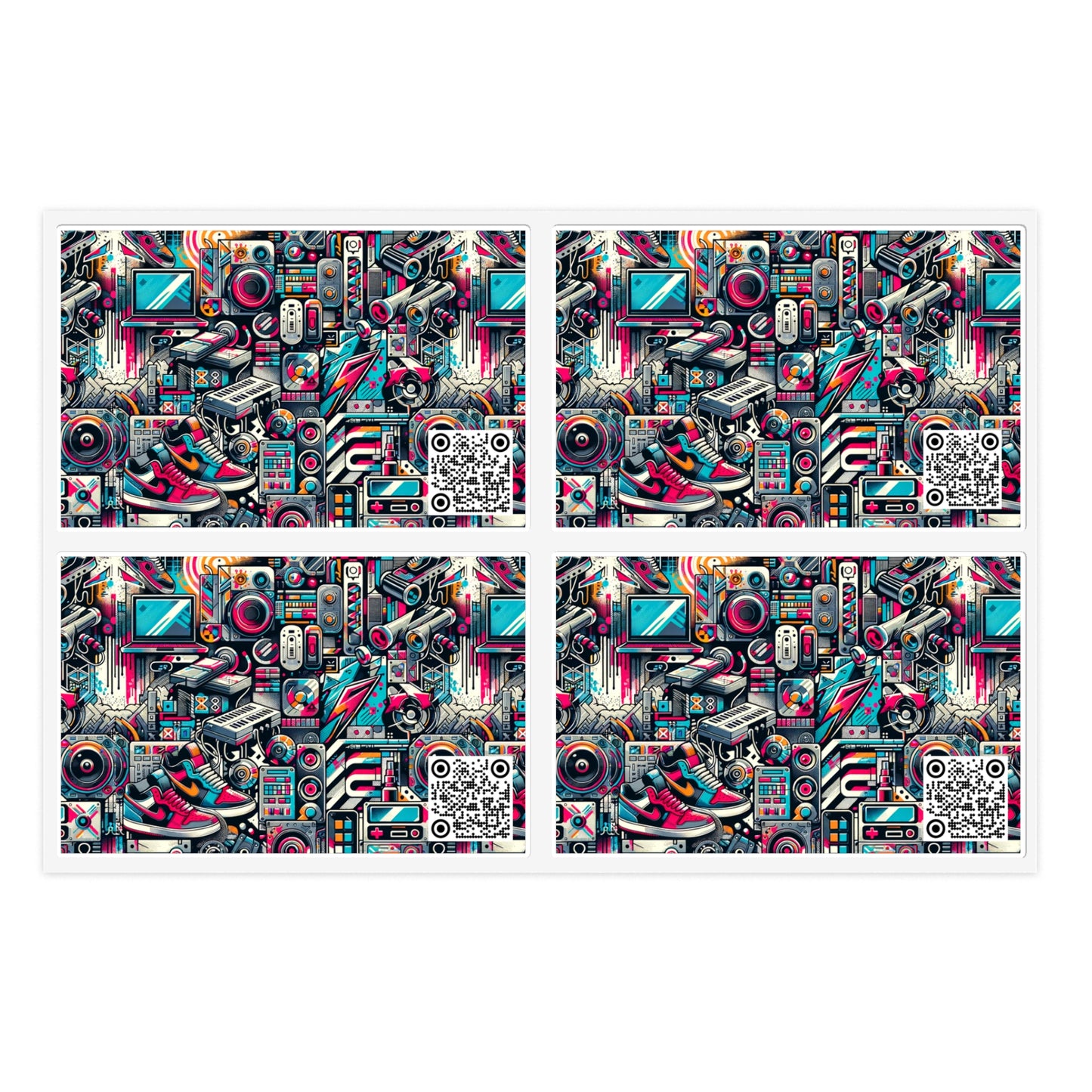 Urban Graffiti Fusion Eclectic Street Art Meets Modern Tech Culture Sticker Sheets - 8404 Design-50