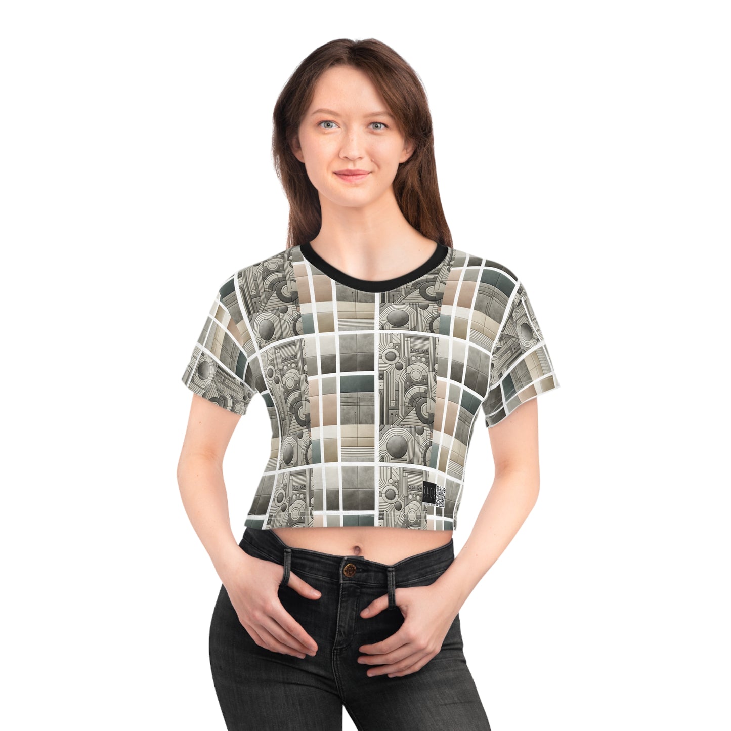 Tech Utility Chic Tech-Forward Minimalist Crop Tee - 8404 Design-59